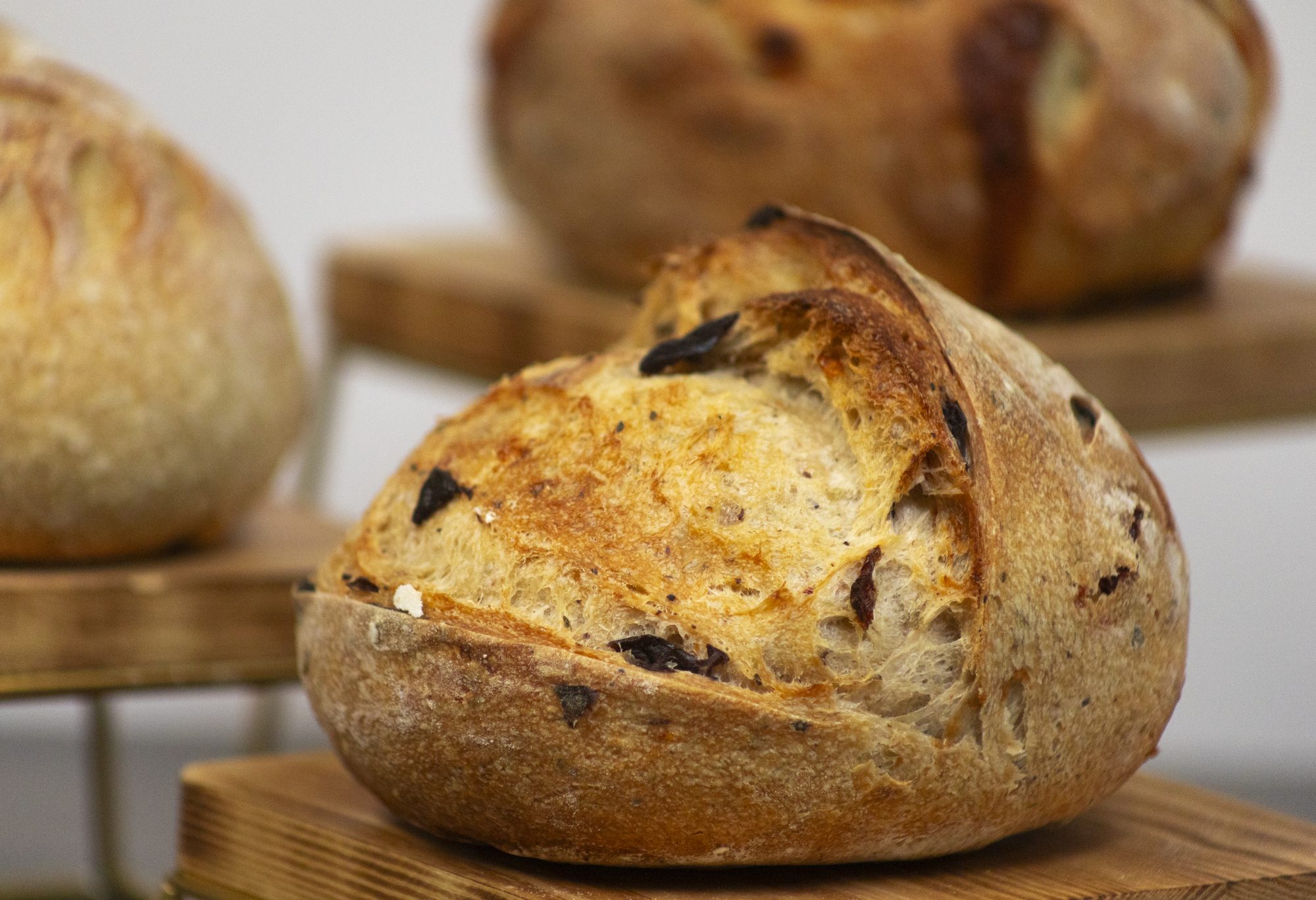 Freshly baked artisan sourdough loaves at Sugar and Season Bakehouse
